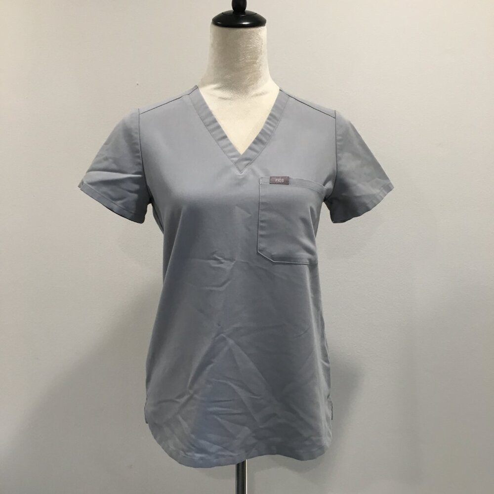 FIGS Gray CATARINA One Pocket Short Sleeve Classic Fit Scrubs Medical Shirt Top - Picture 4 of 10